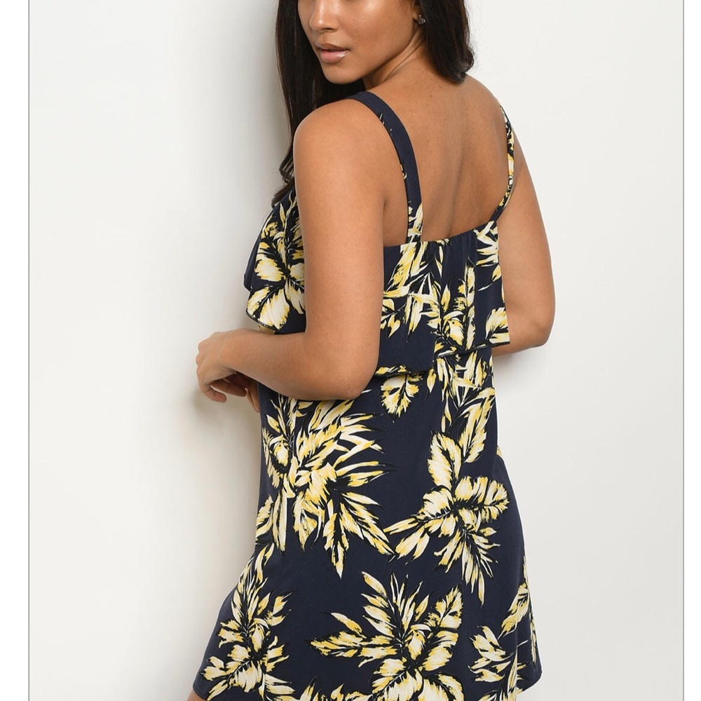 Navy Blue Floral dress - Picture 2 of 4